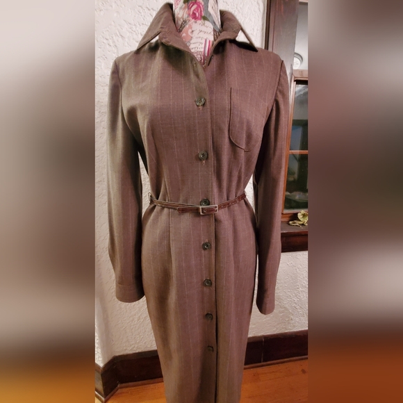 Sophisticated Long Sleeve Brown Dress - Picture 7 of 11